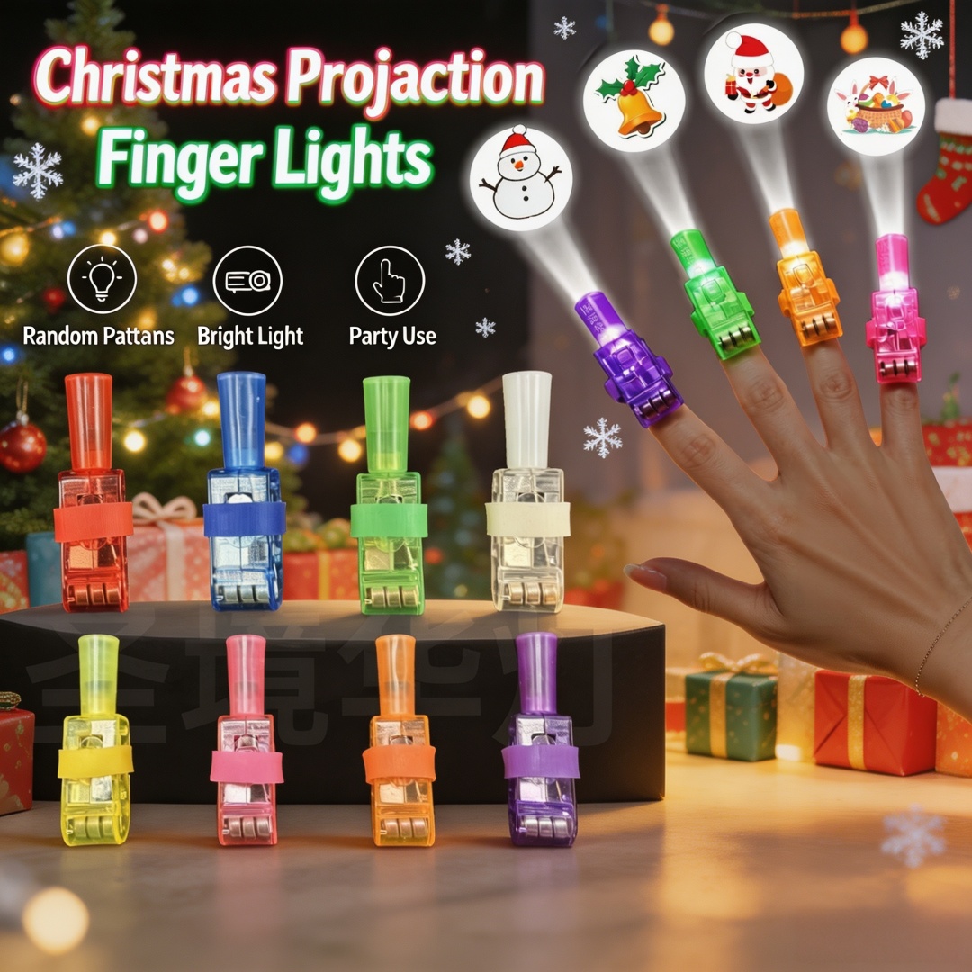 Lighting Christmas Decor - ไฟฉายนิ้ว LED สำหรับฉายภาพคริสต์มาส 24 ชิ้น ของตกแต่งงานปาร์ตี้