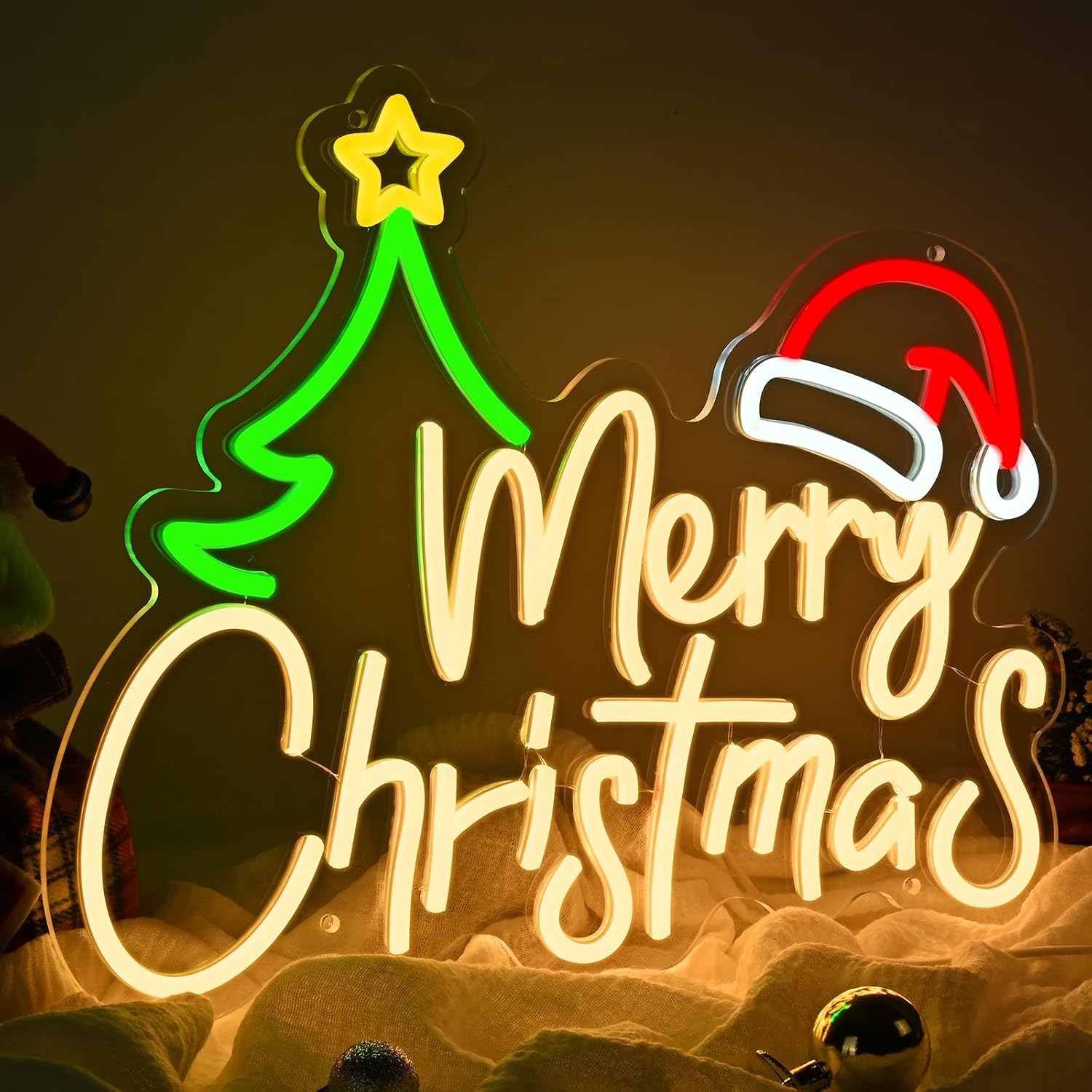 Lighting Christmas Decor - ป้ายไฟนีออนคริสต์มาส ใช้พลังงานจาก USB ไฟนีออน LED สำหรับตกแต่งงานปาร์ตี้คริสต์มาส