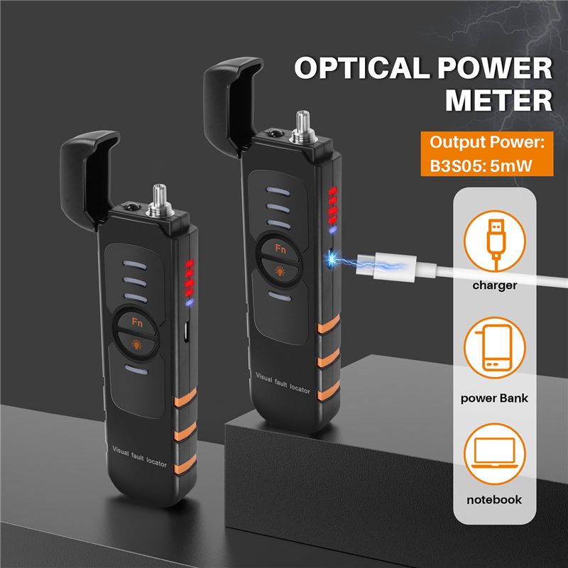 Lighting Visual - 【NEWA08R】เครื่องทดสอบไฟเบอร์ออปติกแบบปากกา แสงสีแดง สำหรับตรวจหาจุดบกพร่อง แบบชาร์จไฟได้ เครื่องวัดกำลังแสงสำหรับทดสอบสายเคเบิลอ