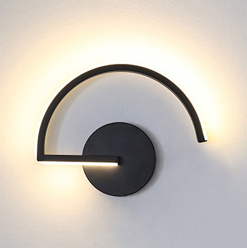 Up Lighting Decor - โคมไฟติดผนัง LED สไตล์นอร์ดิกสมัยใหม่, โคมไฟติดผนังทรงเรขาคณิตสีดำแบบมินิมอลสำหรับตกแต่งห้องนอนข้างเตียงห้องนั่งเล่น, ไฟตกแต่งบ้านสุดสร้างสรรค์