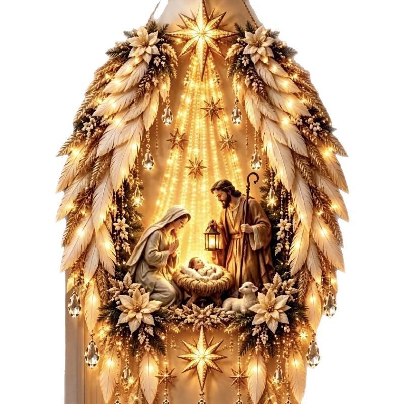 Lighting Christmas Decor - ของประดับตกแต่งติดผนังรูปดาวเบธเลเฮม LED แสงสว่างอบอุ่น สำหรับตกแต่งร้านค้า ห้างสรรพสินค้า และพื้นที่จัดแสดงเชิงพาณิชย์ในช่วงคริสต์มาส
