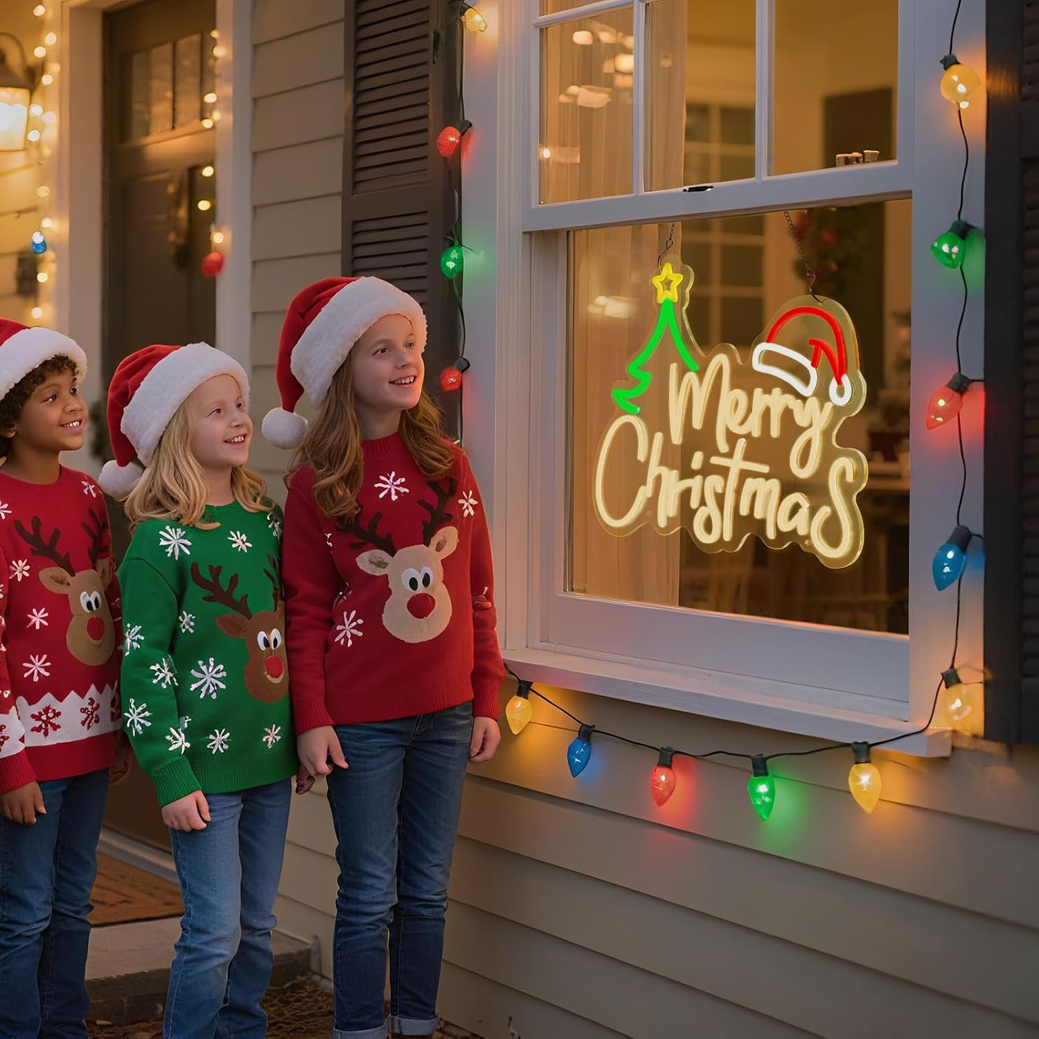 ป้ายไฟนีออนคริสต์มาส ใช้พลังงา - Lighting Christmas Decor บทวิจารณ์และราคา