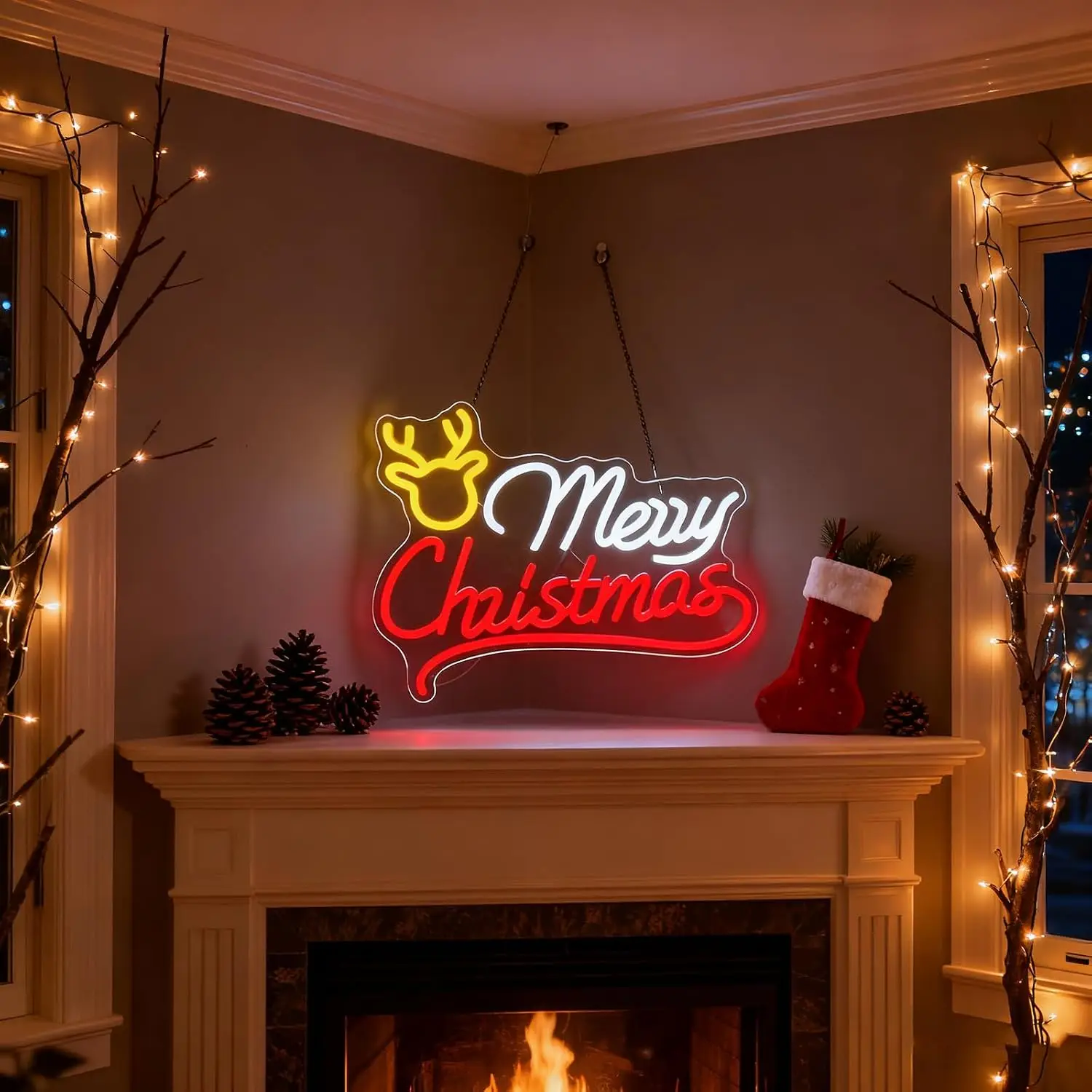 ป้ายไฟนีออนรูปกวางเรนเดียร์ ลา - Lighting Christmas Decor บทวิจารณ์และราคา