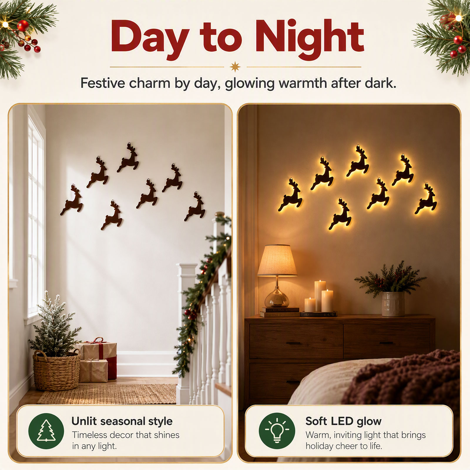 ชุดตกแต่งผนังรูปกวางเรนเดียร์ไ - Up Lighting Decor บทวิจารณ์และราคา